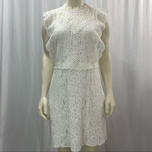 ONLY White Lace High Neck Dress Size 40/Large